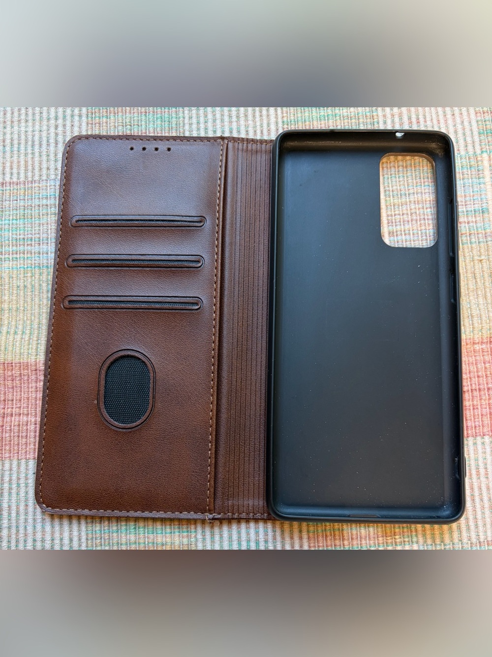 Brown Genuine Leather Phone Wallet Case Samsung Galaxy S20 FE 5G Magnetic Close